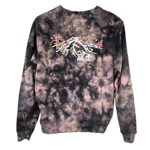 Blind Rooster Men's Tie Dye Sweatshirt S Embroidered Floral Street Wear Japan